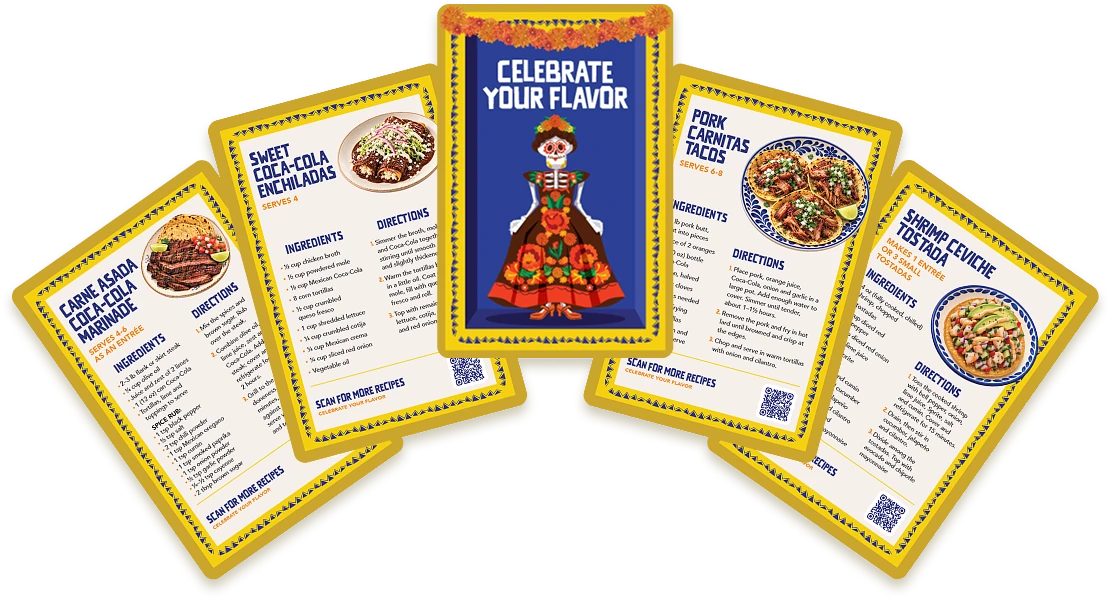 A fan of printed Día de Muertos recipe cards
